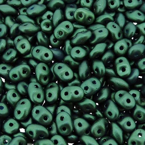 Czech SuperDuo Two-hole Beads 5x2.5mm Gold Shine Dark Green