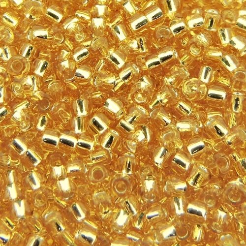 Seed Beads Round Size 11/0 28GM Silver Lined Light Topaz